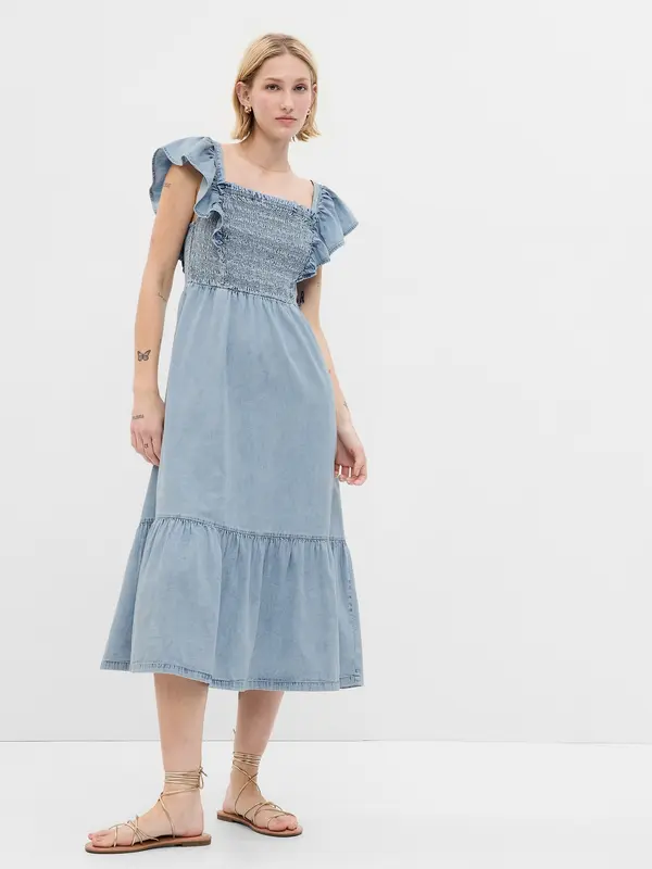 GAP GAP Denim Midi Dress with Ruffles - Ladies