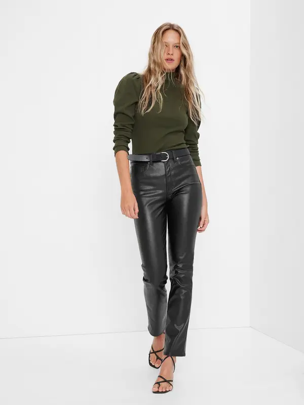 GAP GAP изкуствена кожа тънък високо покачване панталони - жени