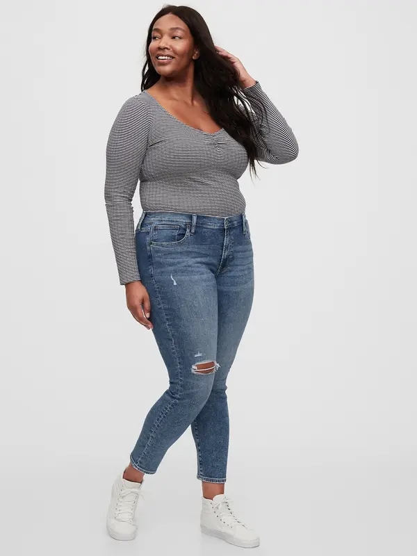 GAP GAP Jeans mid rise distressed true skinny - Women's