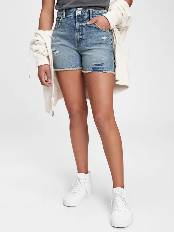 GAP GAP Kids Denim Shorts Teen Sky High-Rise Denim Shorts with Stret - Girls