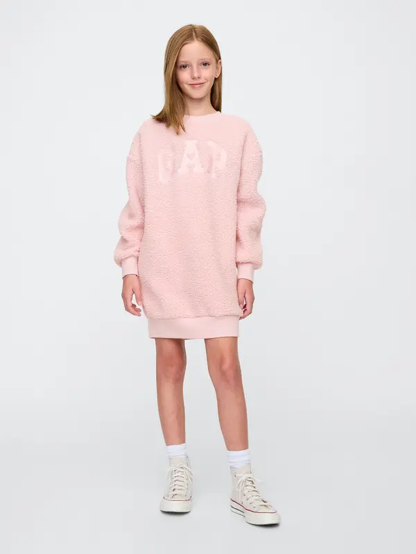 GAP GAP Kids Oversize Sweatshirt Sherpa Dress with Logo - Girls