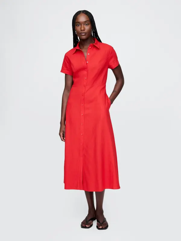 GAP GAP Linen shirt maxi dress - Women's