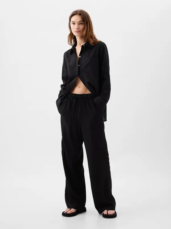 GAP GAP Linen Wide-Leg Cargo Trousers - Ladies