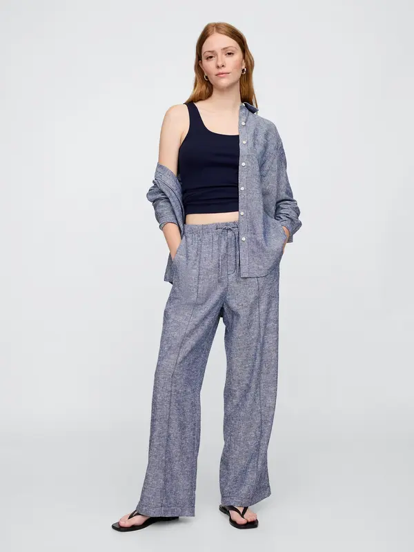 GAP GAP Linen Wide-leg Trousers - Women's