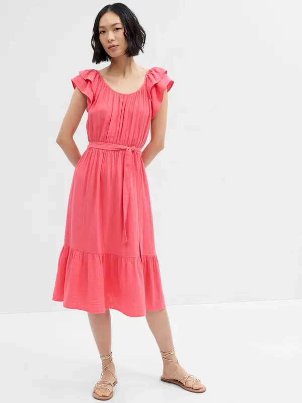 GAP GAP Muslin Midi Dress with Ruffles - Ladies