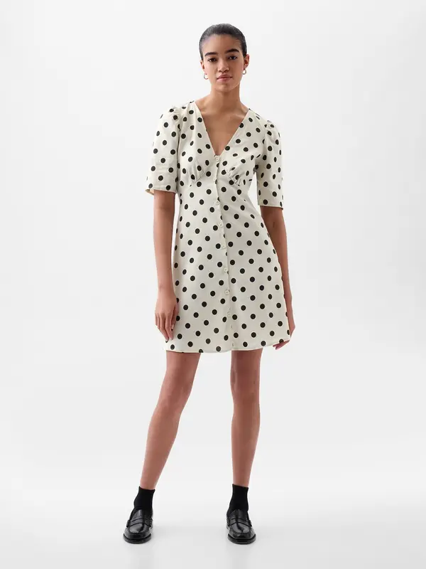 GAP GAP Polka Dot Linen Mini Dress - Ladies