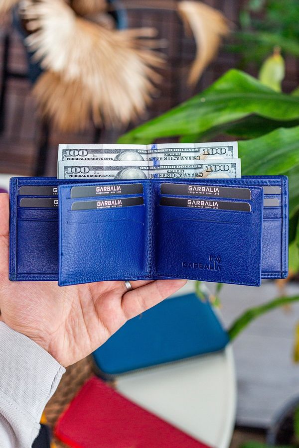 Garbalia Garbalia Arsenal Genuine Leather Men's Wallet Rfid Blocker Horizontal Navy Blu