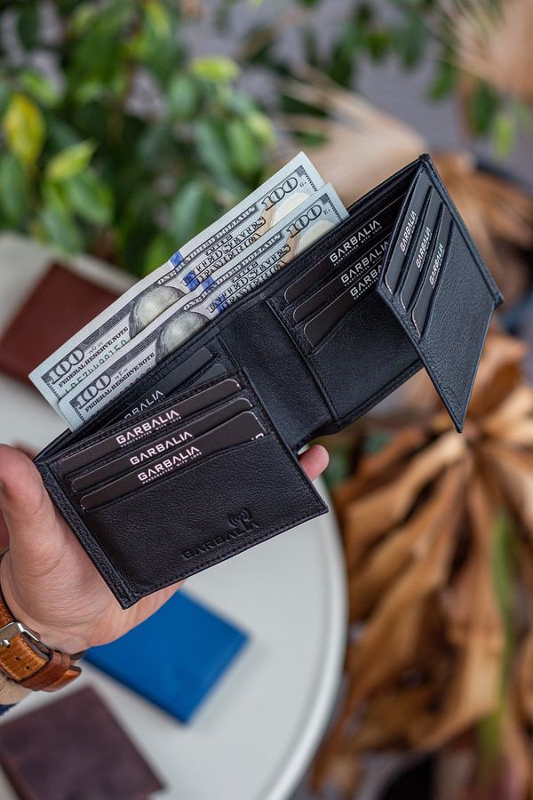 Garbalia Garbalia Porto Genuine Leather Classic Black Men's Wallet with Wide Card Holder.