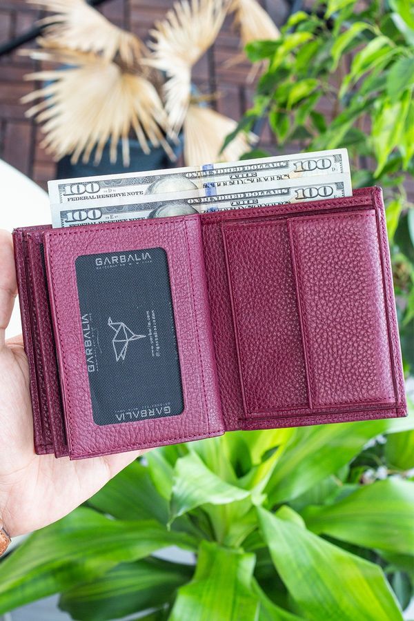 Garbalia Garbalia Reynosa Genuine Leather Claret Red Men's Wallet with a Coin Compartment