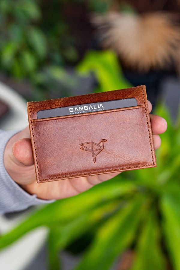 Garbalia Garbalia Vera Unisex Tan Genuine Leather Crazy Tan Card Holder Wallet