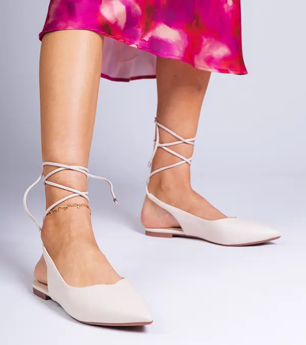Gemre Gemre Beige flat eco-leather pumps Terry