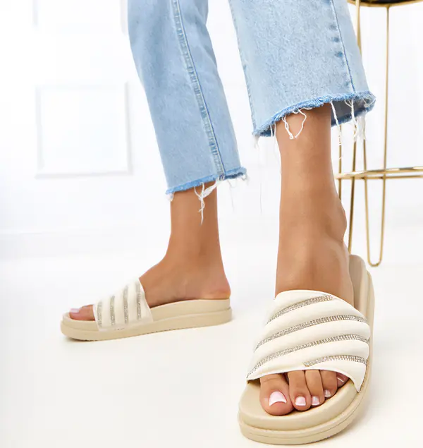 Gemre Gemre Beige Slippers with Rhinestones Cardona