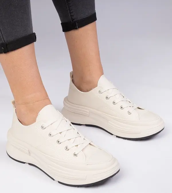 Gemre Gemre Beige women's fabric sneakers Katerin