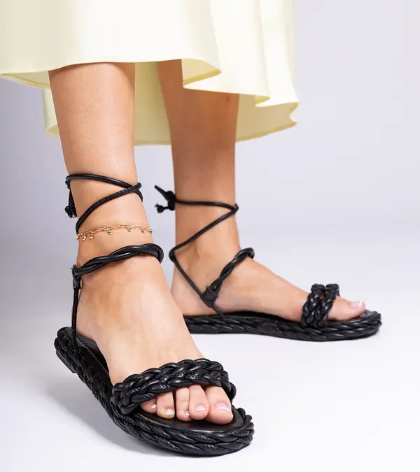 Gemre Gemre Black braided women's sandals Tarina