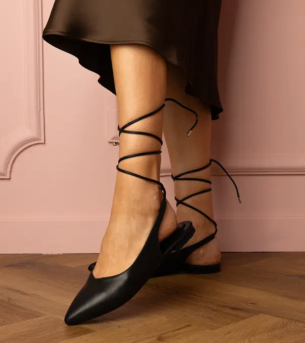 Gemre Gemre Black flat heel faux leather pumps Terry