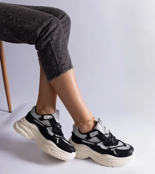 Gemre Gemre Black sneakers with glitter inserts Rigel