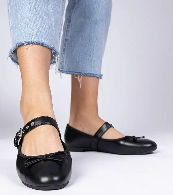 Gemre Gemre Black women's ballet flats with a bow Mansy