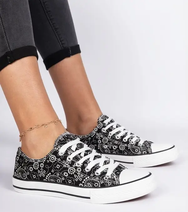 Gemre Gemre Black women's canvas sneakers in Aztec style Kalusa