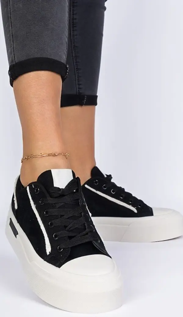 Gemre Gemre Black women's fabric platform sneakers Verinos