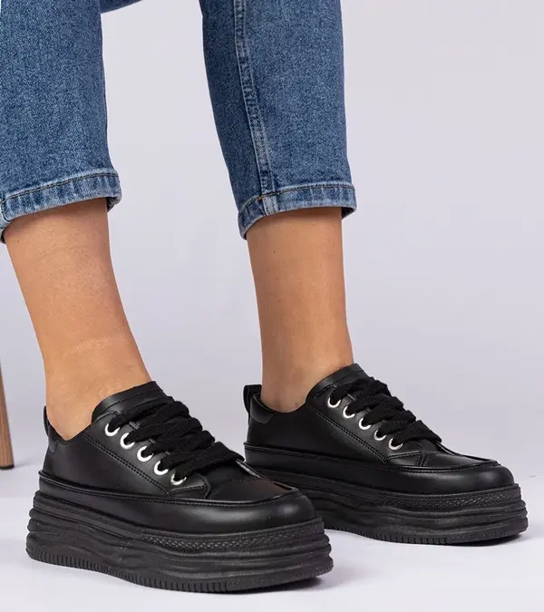 Gemre Gemre Black women's high-sole sneakers Selina