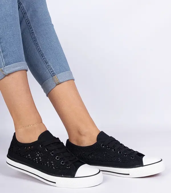 Gemre Gemre Black Women's Lace-Up Sneakers Saha