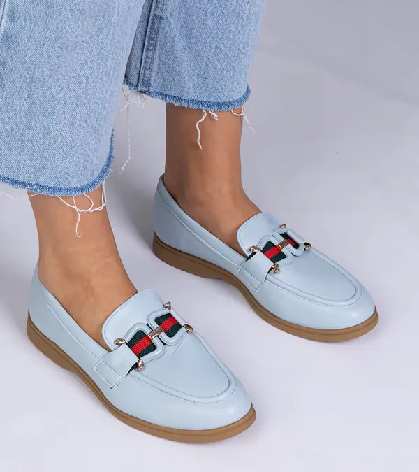 Gemre Gemre Blue eco-leather moccasins with Kalenda decoration