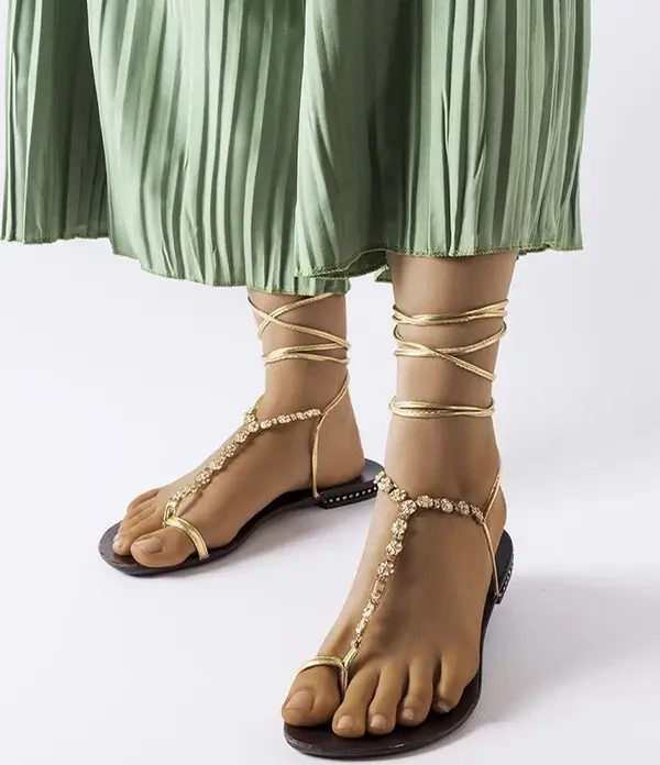 Gemre Gemre Golden sandals with zirconia Troghi