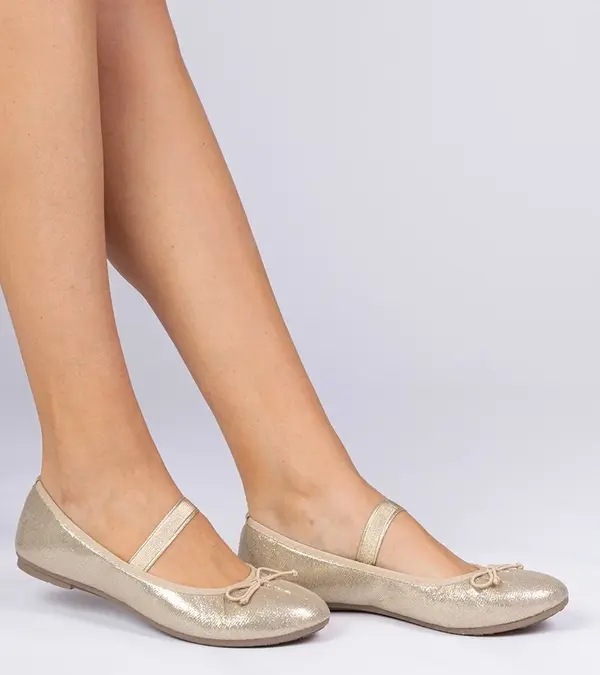 Gemre Gemre Golden women's ballet flats with an elastic bow Lerona