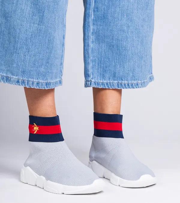 Gemre Gemre Gray sporty sneakers with sock-like upper Pikola