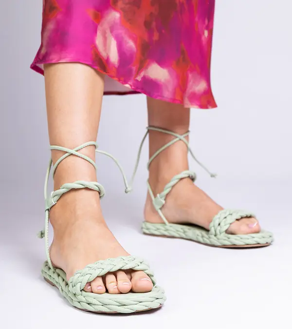 Gemre Gemre Green woven women's sandals Tarina