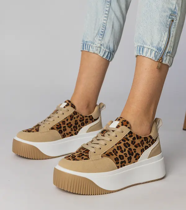 Gemre Gemre Kalesa women's faux suede leopard print sneakers