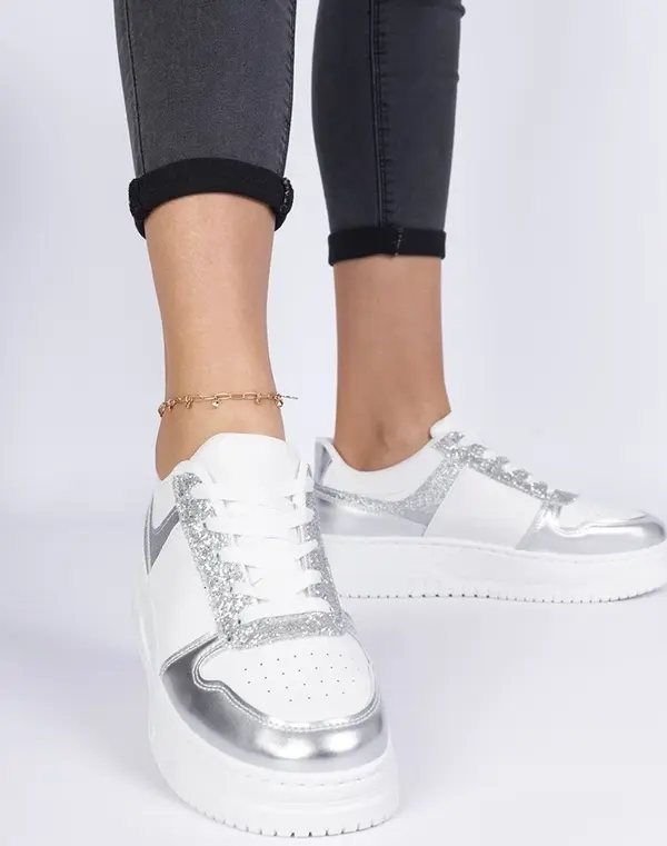 Gemre Gemre Silver women's sneakers with thick soles Dolla