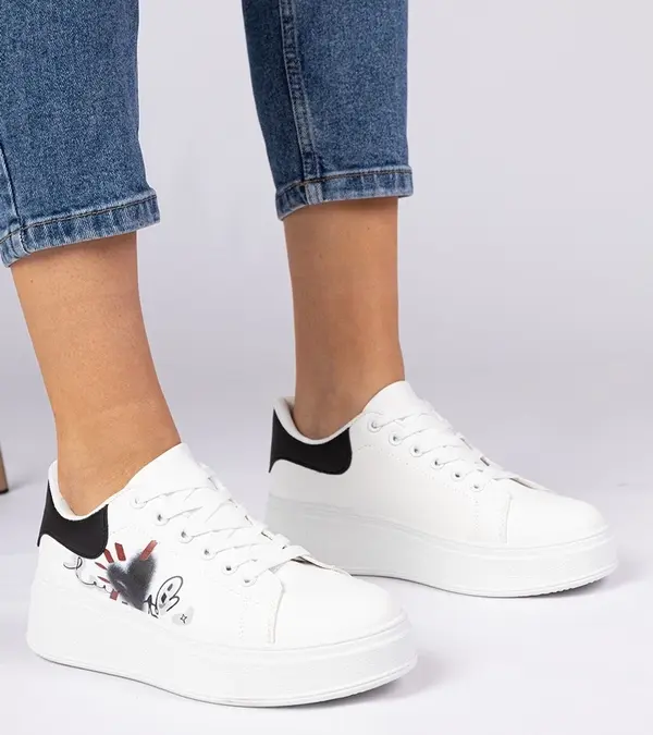 Gemre Gemre White and black women's sports sneakers Zelinda