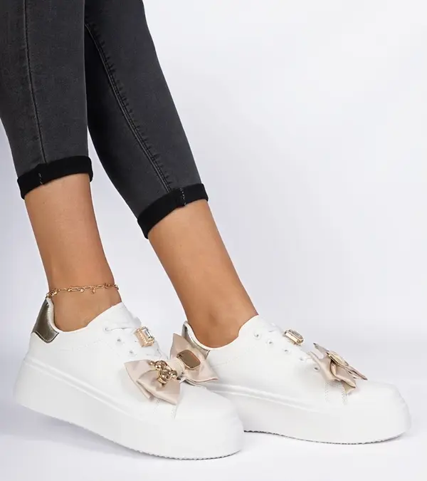 Gemre Gemre White and gold women's sneakers Milonel