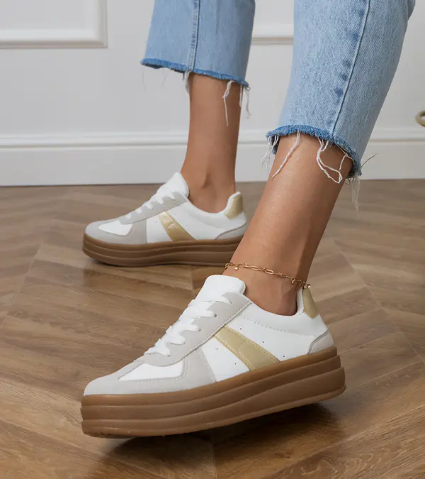 D/CEO Gemre White women's platform sneakers Serila