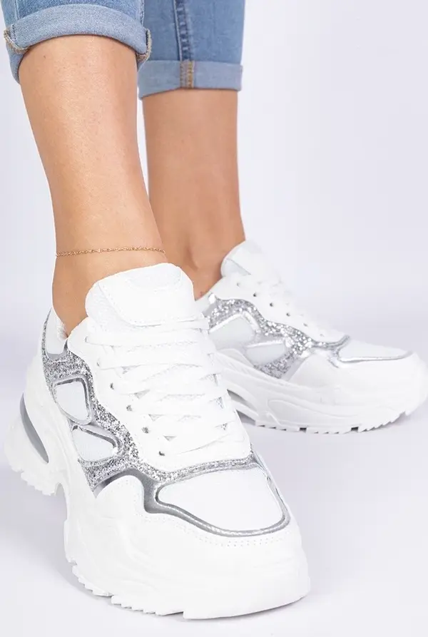 Gemre Gemre White women's sneakers decorated with glitter Sandoria