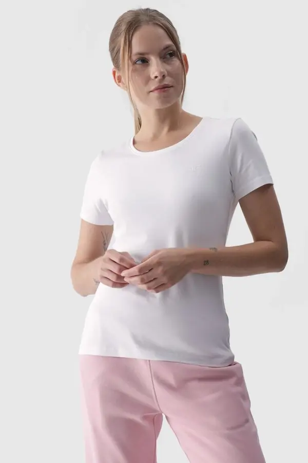 4F Гладка дамска тениска с лого Бяла 4F 4FWMM00TTS