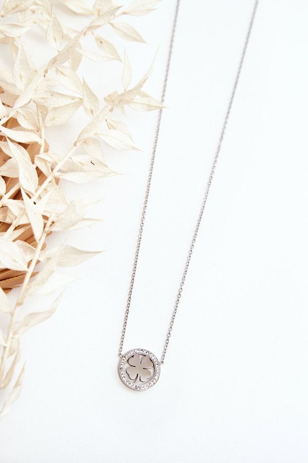 Glam Chic Glam Chic Дамска верижка с кръг и детелина, сребро