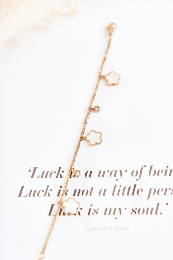 Glam Chic Glam Chic Гривна на верижка с цветя златисто-бели