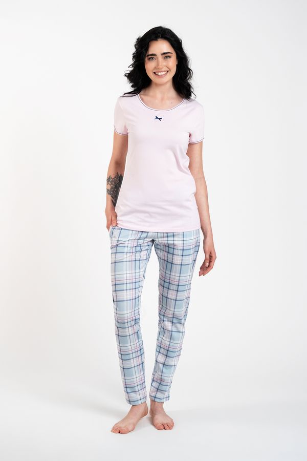 Italian Fashion Glamour women's pyjamas, short sleeves, long legs - pink/print