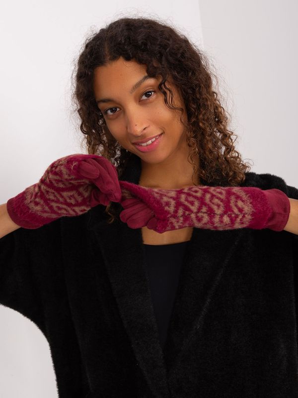 Wool Fashion Italia Gloves-AT-RK-2310.91-burgundy