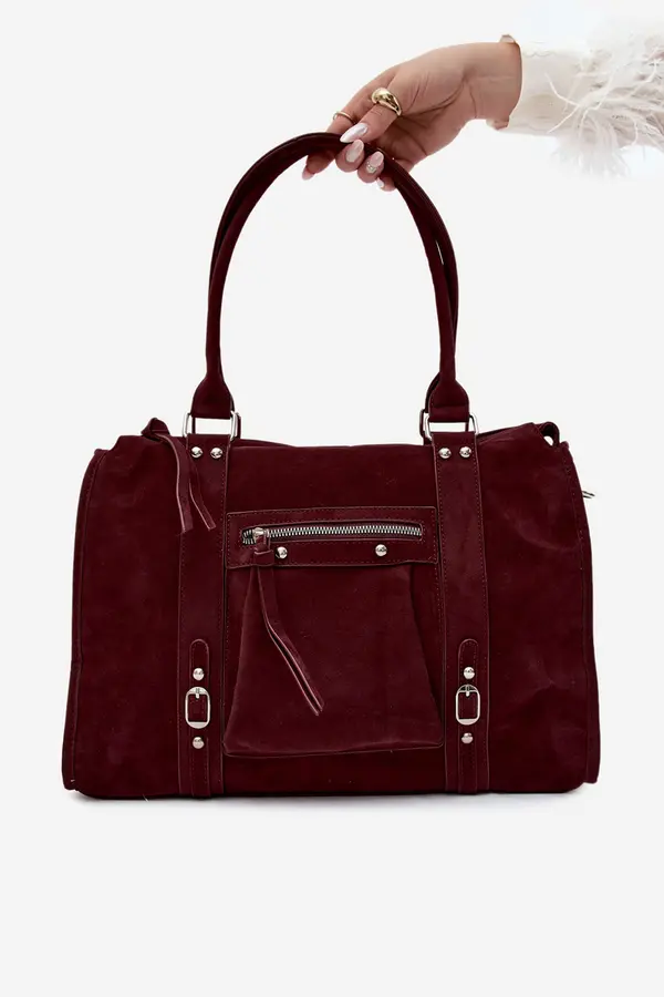 FLORA & CO Голяма чанта Flora&amp;Co от имитация на велур, бордо