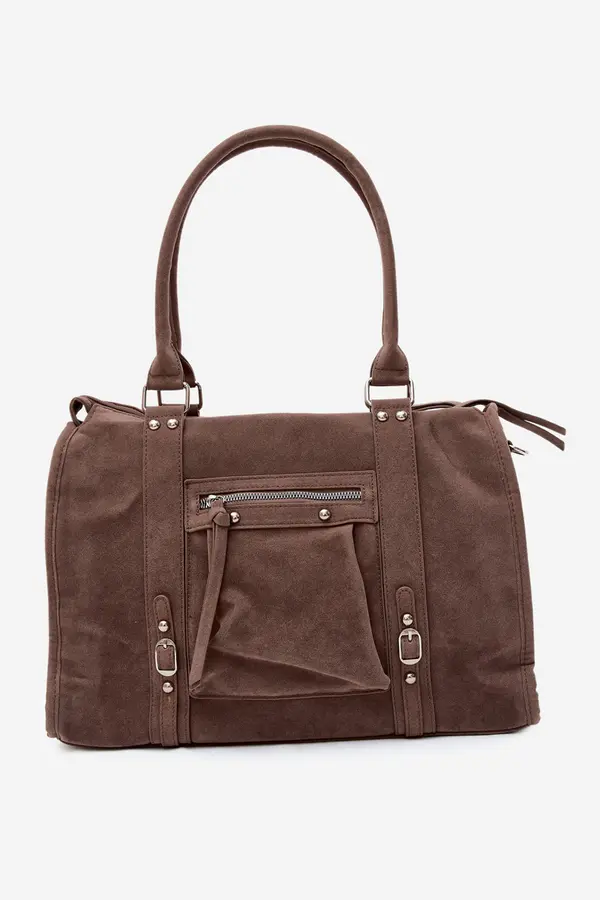 FLORA & CO Голяма чанта от велур в бежово цвят Flora&amp;Co Nolita