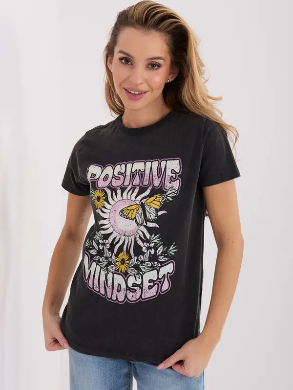 EIGHT 2 NINE Графитна тениска с надпис