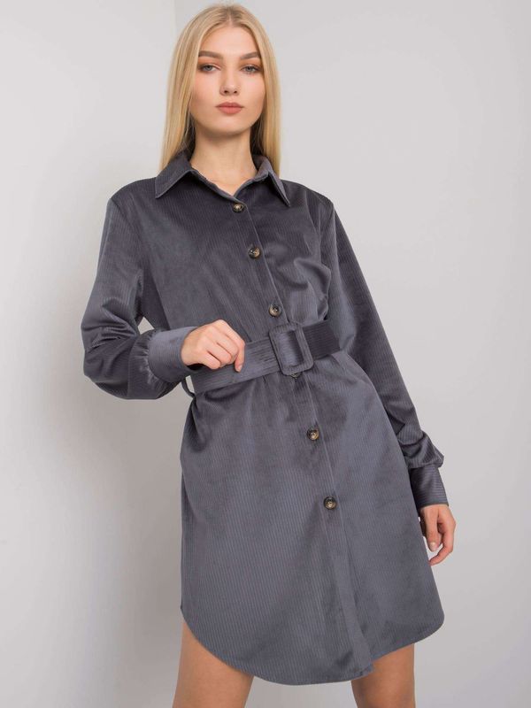 Fashionhunters Graphite dress with buttons