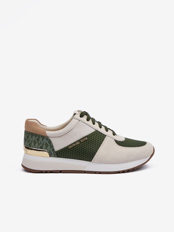 Michael Kors Green and beige women's sneakers with suede details Michael Kors Allie Trainer