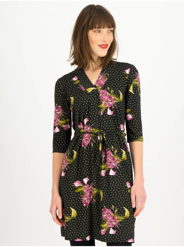 Blutsgeschwister Green-black patterned dress with three-quarter sleeves Blutsgeschwister Me and my - Women