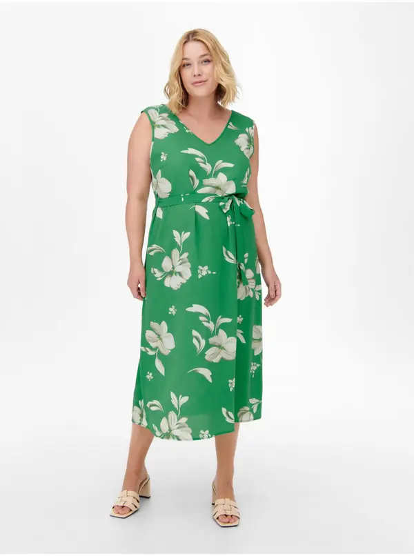 Only Green Floral Midish with Tie ONLY CARMAKOMA Luxmille - Women