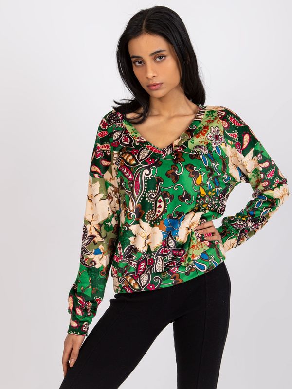Fashionhunters Green patterned blouse Nikola