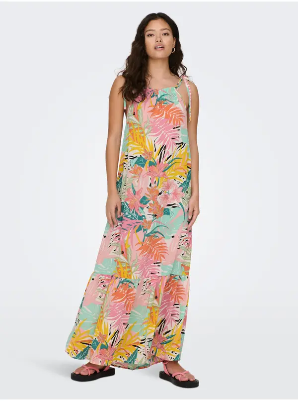 JDY Green-pink women's floral maxi dress JDY Daisy - Women's
